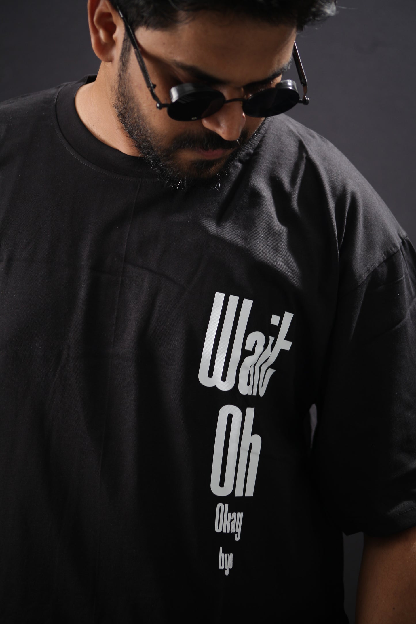 "Wait. Oh. Ok. Bye" - Punchline Press printed T-shirt (black/white)