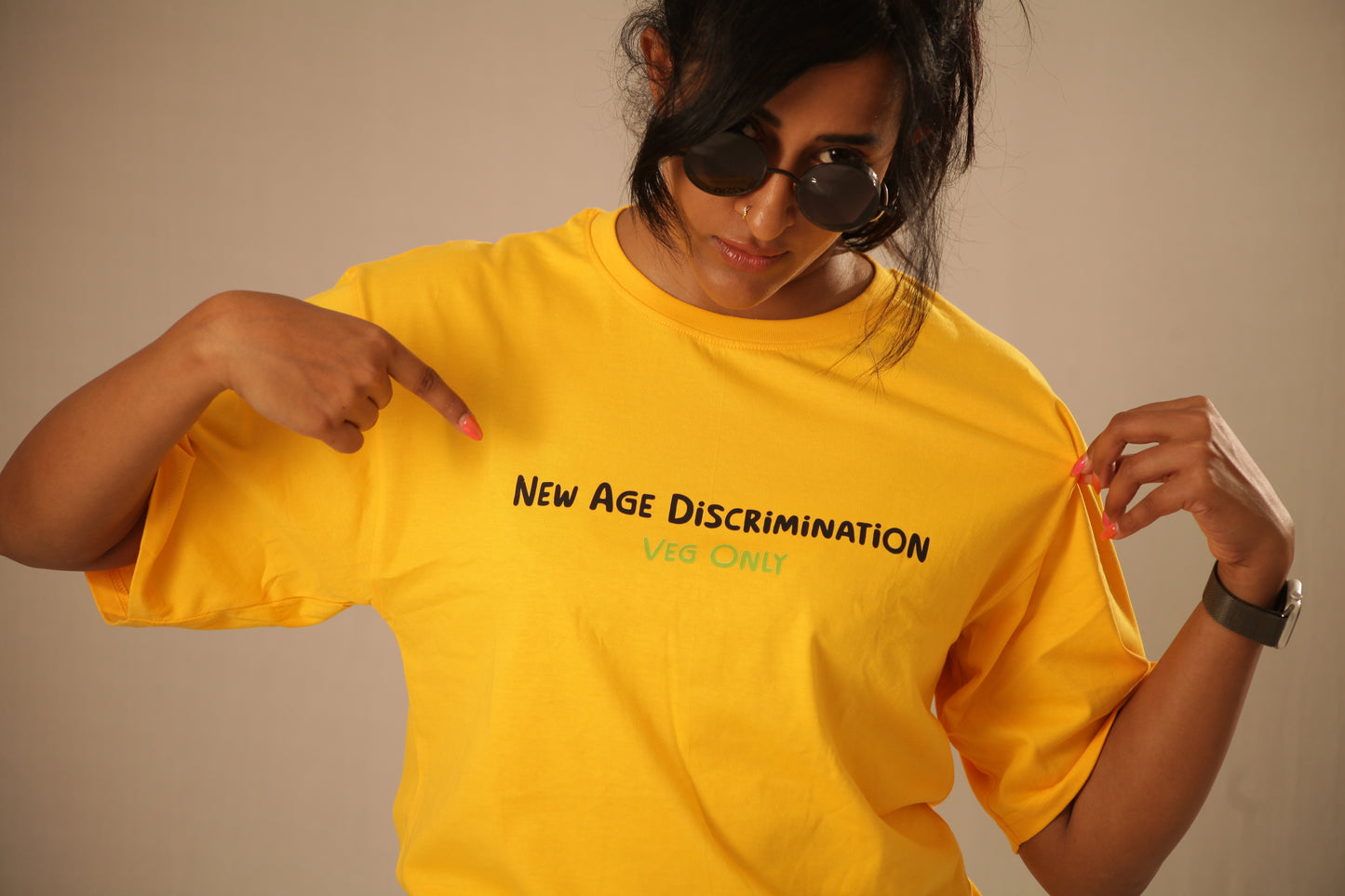 “Veg Only” - The Statement Series printed T-Shirt (yellow)