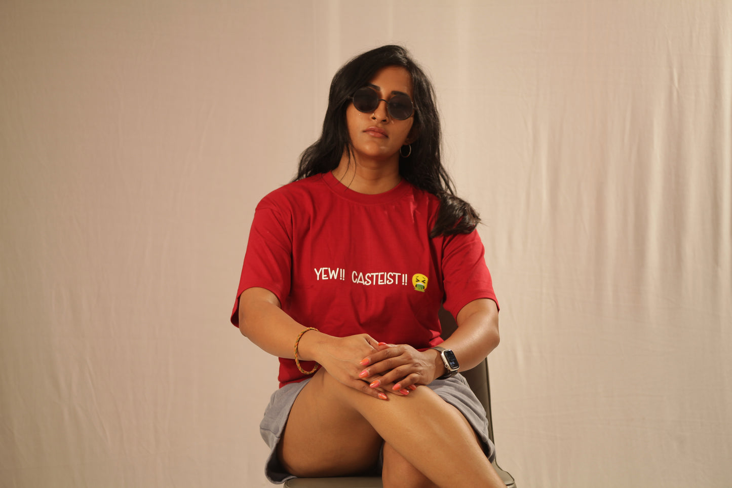 “Yew Casteist!” - The Statement Series Printed T-Shirt (red)