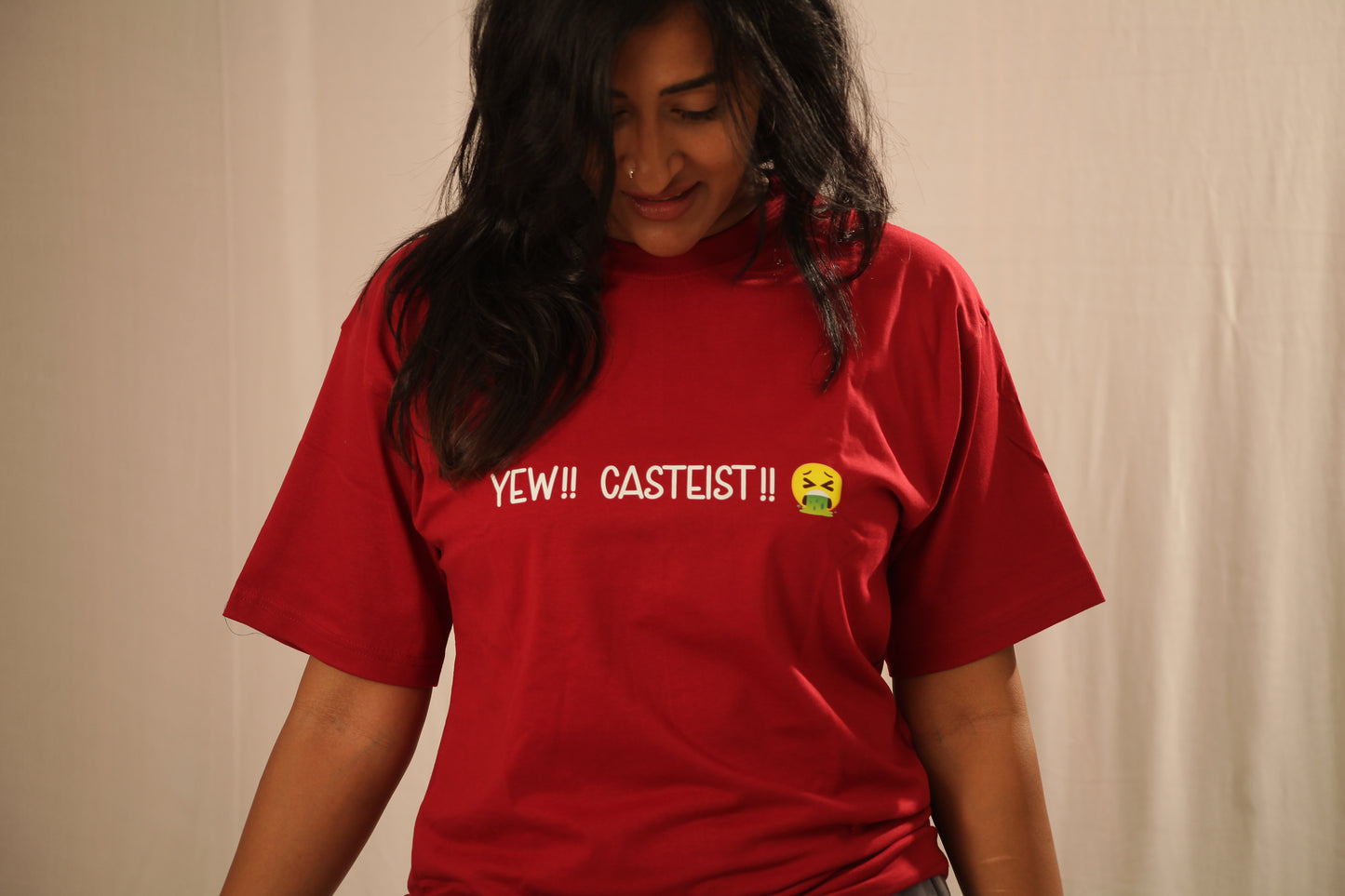 “Yew Casteist!” - The Statement Series Printed T-Shirt (red)