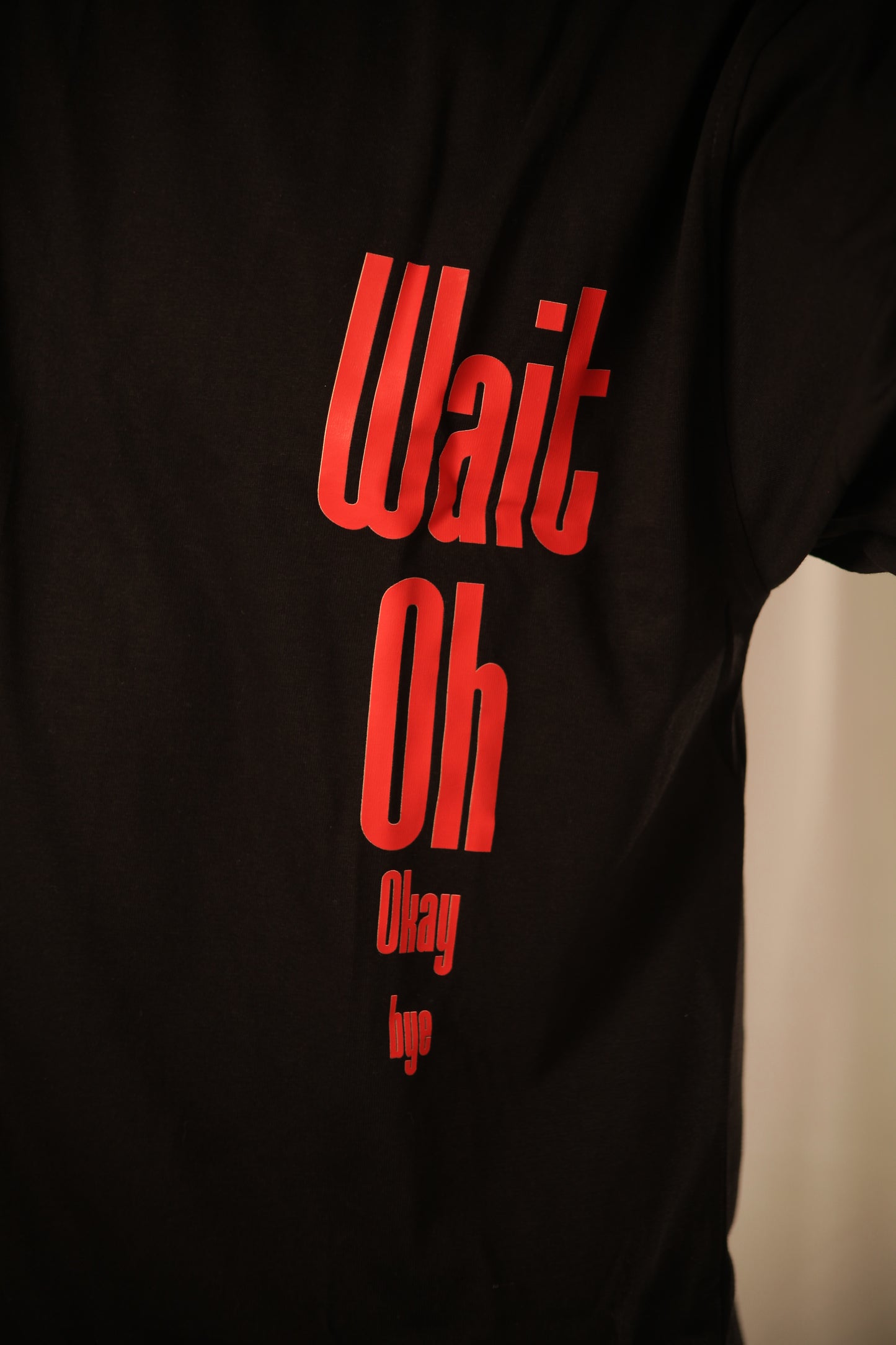 "Wait. Oh. Ok. Bye" - Punchline Press printed T-shirt (black/red)